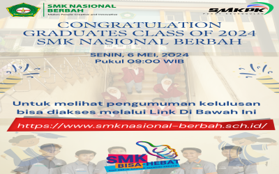 PENGUMUMAN KELULUSAN PESERTA DIDIK KELAS XII SMK NASIONAL BERBAH TAHUN 2023/2024
